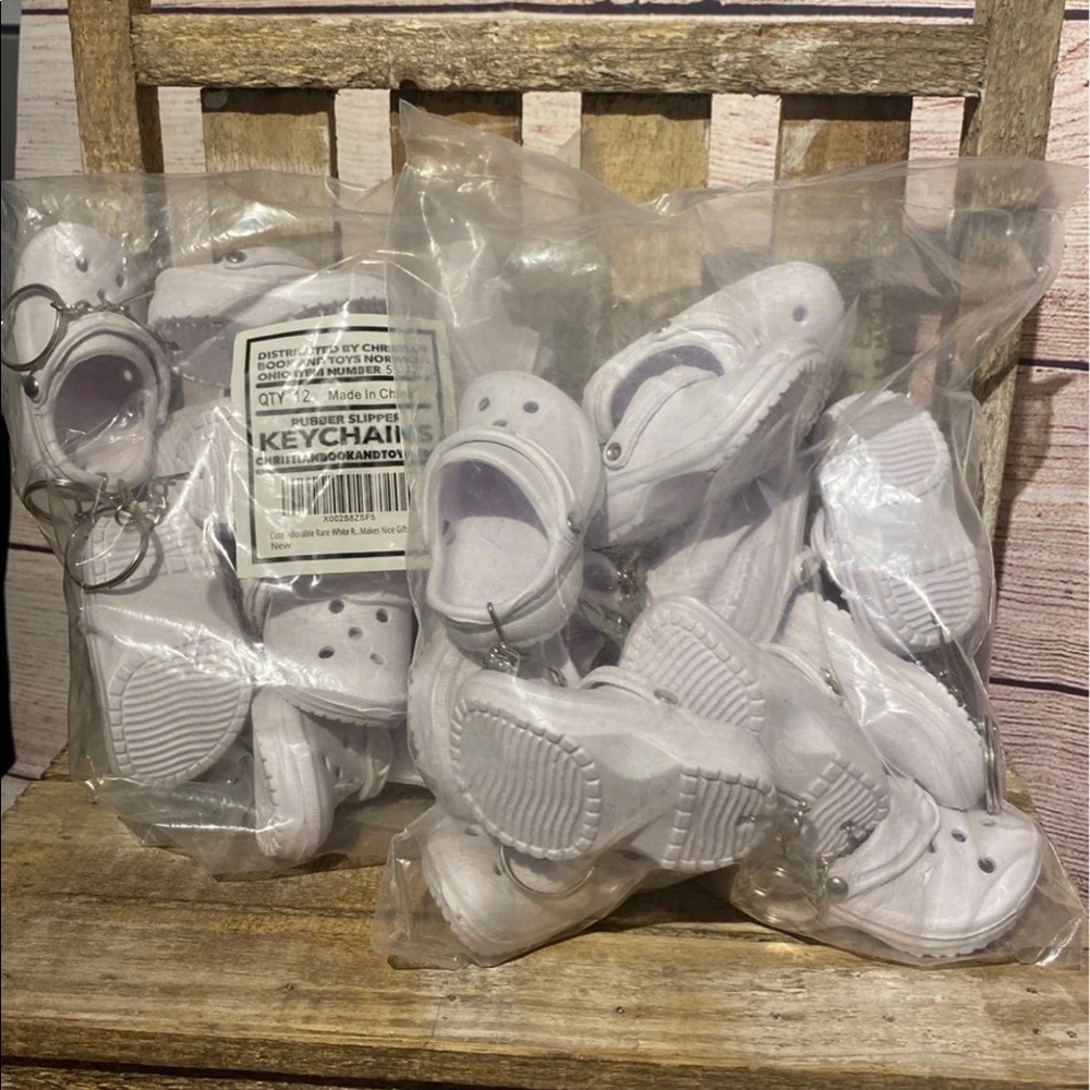 White Mini Croc Keychains - set of 24 for Goodie World